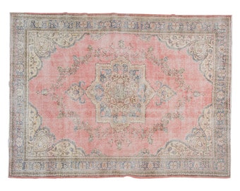 Turkish Rug", Vintage Rug, Area Rug, 7.5 x 10.11 feet, Oushak Rug, Antique Rug, Oriental Rug, Handmade Rug, Decorative Rug,Large Rug,Old Rug