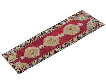 Runner Rug", Turkish Rug, Antique Rug, 2.6 x 9.7 feet, Oushak Rug, Vintage Rug, Oriental Rug, Handmade Rug, Hallway Rug", Kitchen Rug