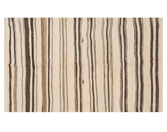 165 x 290 cm,Stripe Kilim Rug,5.4x9.5 ft,Striped Design Turkish Kilim Rug Minimalist Modern Kilim Rug, Pale colors Striped Kilim Rug, 60+ yo
