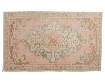 Vintage Rug", Area Rug, Turkish Rug, 4.1 x 7.2 feet, Oushak Rug, Antique Rug, Oriental Rug, Handmade Rug, Decorative Rug, Muted Rug, Old Rug