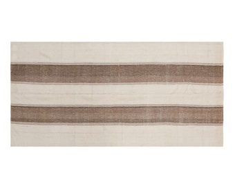 Authentic Turkish Kilim Rug 138x295 cm (4.5x9.7 ft) | Handmade Minimalist Vintage | 60+ Years Old