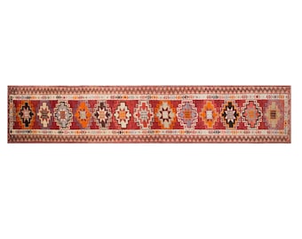 Large One-of-a-Kind Vintage Kurdish Herki Runner 90x420 cm (3x13.8 ft) | 60+ Years Old