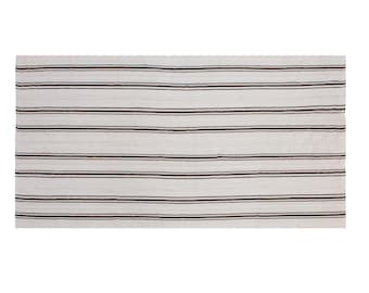 Authentic Turkish Kilim Rug 195x355 cm (6.4x11.6 ft) | Handmade Minimalist Vintage | 60+ Years Old