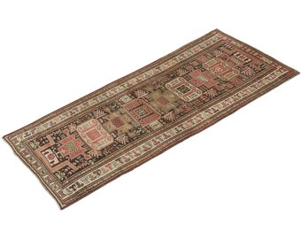 Turkish Rug", Antique Rug, Muted Rug, 4.2 x 13.6 feet, Oushak Rug, Vintage Rug, Oriental Rug, Runner Rug, Hallway Rug, Kitchen Rug,Floor Rug