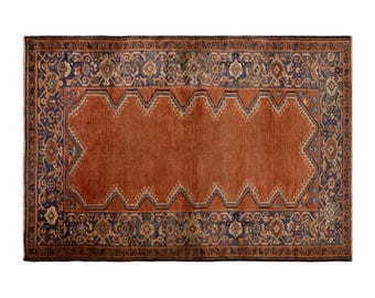 Vintage Turkish Wool Rug, Handwoven Anatolian Carpet, 132 x 195 cm 4.4 x 6.5 ft, 60 Years Old Traditional Rug, Boho Rug, Area Rug