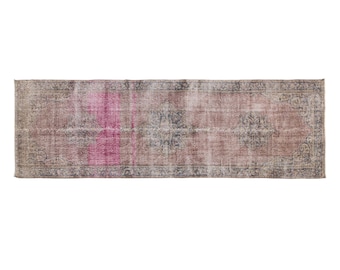 Antique Oushak Runner Rug 3'3" x 11'10" | 98 x 362 cm, Long Vintage Turkish Rug, Handwoven Wool, Hallway Runner, Muted Earth Tones