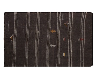 Goat Hair Kilim Rug, 185x300cm , Turkish Kilim Rug, Minimalist Modern Kilim Rug, Striped Turkish Rug, Minimal Kilim Rug 6'1 x 9'10 feet