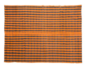 210x246cm , Striped" Design Turkish Kilim Rug, Elegant Kilim Rug, Minimalist Modern Kilim Rug, Pale colors Striped Kilim Rug 6'11x8'1 feet