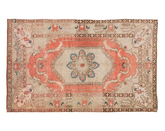 Area Rug, Turkish Rug, Vintage Rug, 5.1 x 7.5 feet, Oushak Rug, Antique Rug, Oriental Rug, Handmade Rug, Decorative Rug, Muted Rug, Old Rug