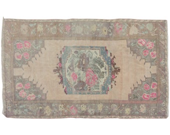 Turkish Rug", Vintage Rug, Area Rug, 4.11 x 7.10 feet, Oushak Rug, Antique Rug, Oriental Rug, Handmade Rug, Decorative Rug,Large Rug,Old Rug