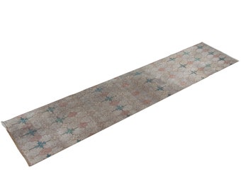 Hallway "Runner-Rug 2'2" x 8'8" Vintage Oushak Runner Rug, Size: 65 x 265 cm,Pale Muted colors rug,Distressed Rug,Area Rug,Kitchen Rug