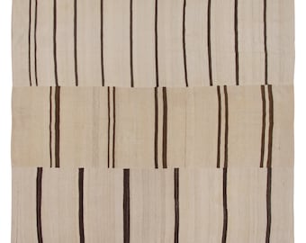 Minimalist Modern Kilim Rug,Striped Turkish Rug,Striped Kilim Rug 6'7 x 7'6 feet,Stripe Kilim Rug,200x228cm,Striped Design Turkish Kilim Rug