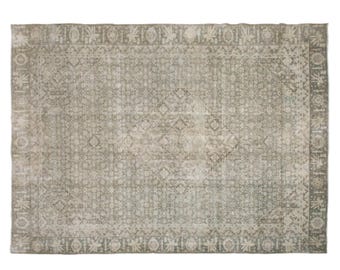 Vintage Oushak Rug 7'8 x 11'2 ft (182x310 cm), 60+ Years Old Turkish Rug, Large Area Rug, Handmade Wool Rug, Bohemian Oriental Rug