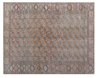 Vintage Anatolian Rug 7'1" x 9'0" (215x275 cm), 60+ Years Old One of a Kind Turkish Oushak Rug, Handmade Antique Rug, Boho Area Rug