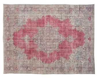 Turkish Rug, Vintage Rug, Area Rug, 7.9 x 11.8 feet, Oushak Rug, Antique Rug, Oriental Rug, Handmade Rug, Decorative Rug, Large Rug, Old Rug