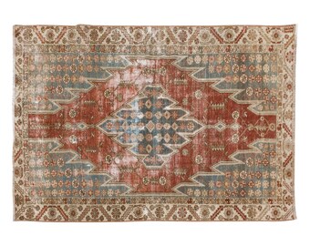 Area Rug,"Antique Rug, 4.1 x 6.1 feet, Oushak Rug, Vintage Rug, Turkish Rug, Floor Rug, Salon Rug, Handmade Rug, Original Rug, Wool Rug