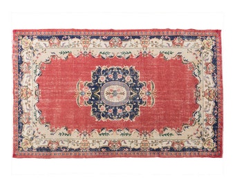 Area Rug, "Turkish Rug, Vintage Rug, 6.7 x 9.10 feet, Oushak Rug, Antique Rug, Oriental Rug, Handmade Rug, Decorative Rug, Large Rug
