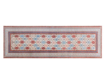 Vintage Turkish Oushak Runner Rug 92x280 cm (3 x 9.2 ft) | Distressed Hallway Runner | 60+ Years Old