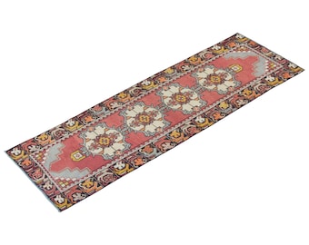 Runner Rug", Turkish Rug, Antique Rug, 2.11 x 9.8 feet, Oushak Rug, Vintage Rug, Oriental Rug, Handmade Rug, Hallway Rug", Kitchen Rug