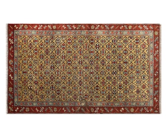 Caucasian Carpet, 3.3 x 5.7 ft (102 x 175 cm), 100+ Year Old Antique Rug, Handmade Wool Tribal Rug, Vintage Area Rug