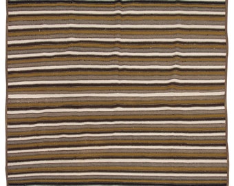 Minimalist Modern Kilim Rug,Striped Turkish Rug,Striped Kilim Rug 6'9 x 7'9 feet,Stripe Kilim Rug,205x237cm,Striped Design Turkish Kilim Rug