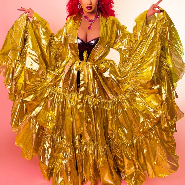 LIQUID GOLD | Gold Lamé Drag Queen Coat