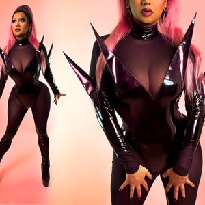 Drag Queen Full Body Leotard | SPIKED SEDUCTION  - Vinyl and Mesh
