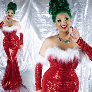 Drag Queen Christmas Sequined Mermaid Gown Santa Baby - Etsy Canada