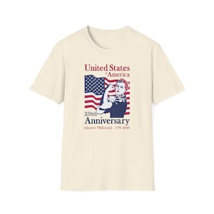 Patriotic USA 250 T-Shirt, USA 250th Anniversary Tee, Unisex Graphic Shirt, Independence Day Gift, Rosie the Riveter