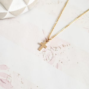 Dainty Cross Necklace - 14K Gold Filled - Custom Necklace - Personalized Necklace - Religious Necklace - Gift For Her - Gift for Wife