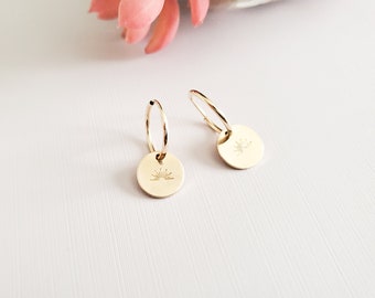 Sunrise Hoop Earrings, 14k Gold Filled Hoops, Hoop Charm,  Minimalist Earrings, ENDLESS HOOPS, Dainty Minimalist, Small Hoops