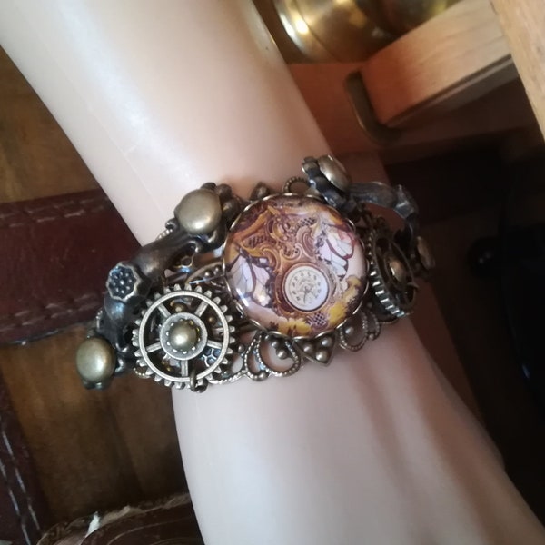 Bracelet Steampunk en bronze romantique "Ephémère" Bijoux horloge  Bracelet gothique victorien vintage accessoire cosplay