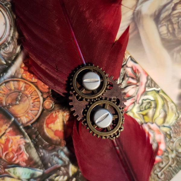 Bague Steampunk bronze "Vis à vis" originale. Rouages mécanismes montre. Bijou romantique gothique / victorienne. Bague ovale réglable.