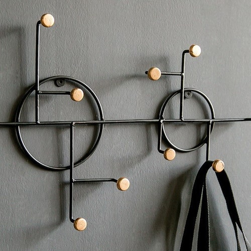 Metal Wall Rack With Hooks Wall Hanger Clothes Hanging Rack Etsy