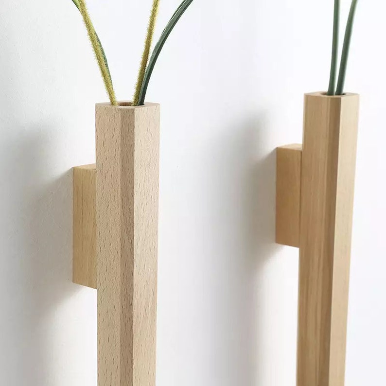Wall Hanging Flower Vase Wooden Wall Vase Wall Hanging Etsy