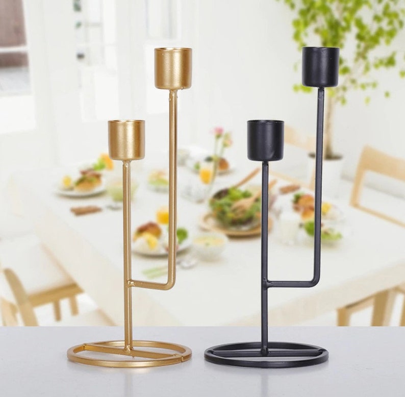 Black and Gold Candle Holder Creative Metallic Candlestick Etsy