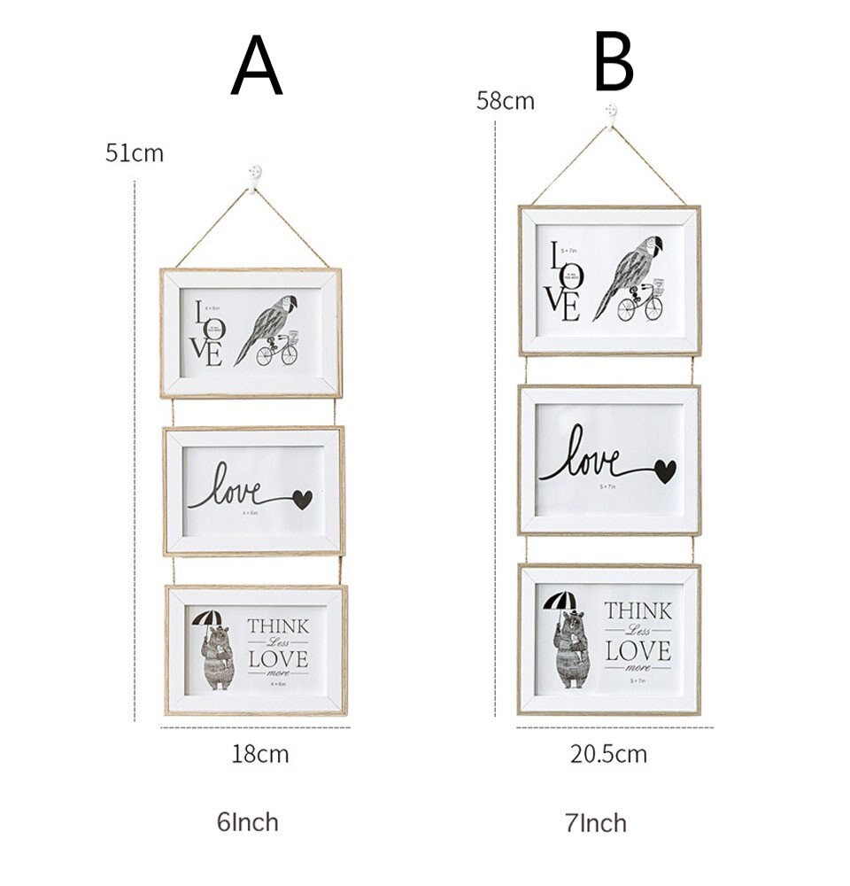 Wooden Photo Frame Set of 3 Picture Frame Family Photo Etsy