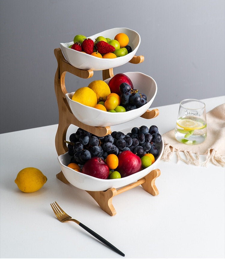 Wooden Fruit Bowl Stand White Modern Fruit Bowl with Stand Etsy