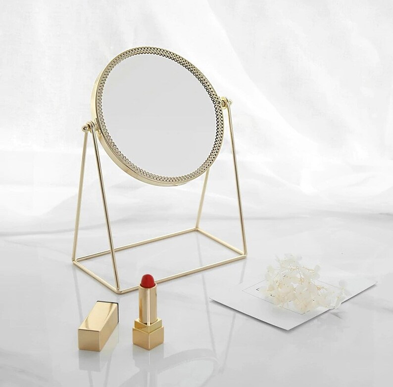 Gold Table Mirror Makeup Mirror Desk Mirror Round Table Etsy