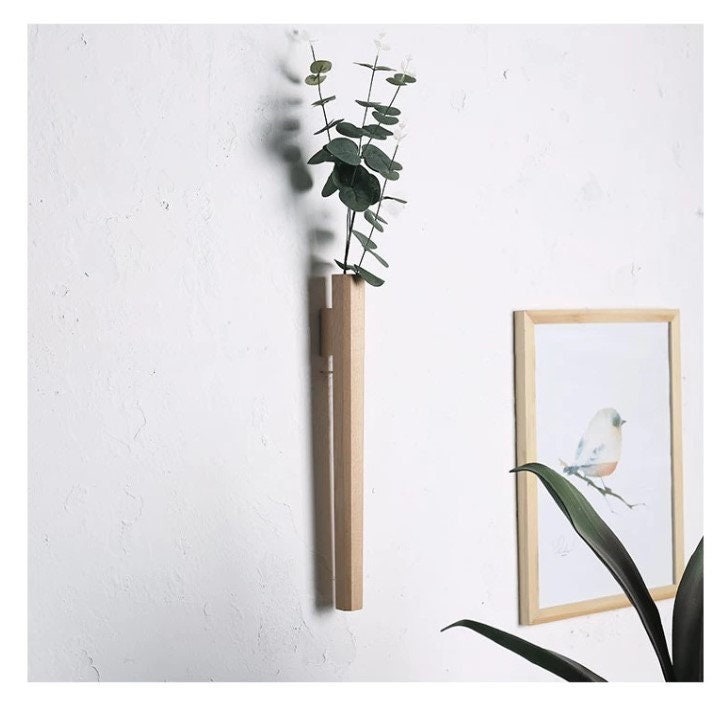 Wall Hanging Flower Vase Wooden Wall Vase Wall Hanging Etsy