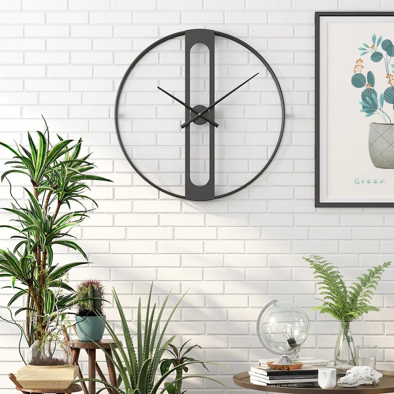 Large Metal Minimalist Wall Clock Wall Clock Iron Wall Etsy