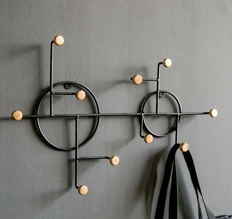 Metal Wall Rack With Hooks Wall Hanger Clothes Hanging Rack Etsy