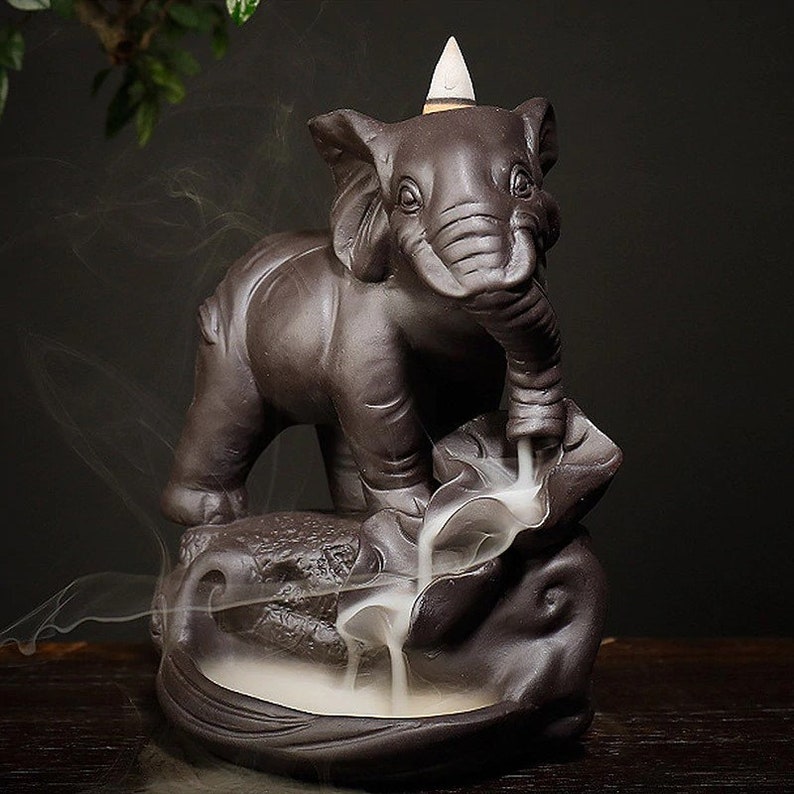 Elephant Backflow Incense Cone Burner Ceramic Backflow Etsy