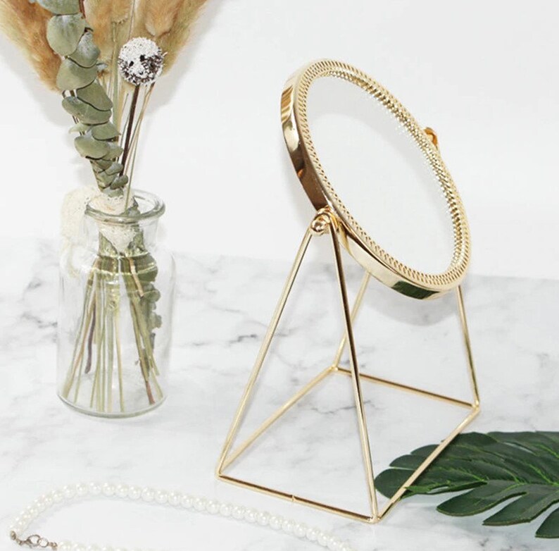 Gold Table Mirror Makeup Mirror Desk Mirror Round Table Etsy