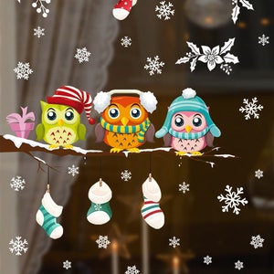 Three Christmas Owls Window/Wall Decal,  Window Stickers, Christmas Window Decoration, #Christmas #BlackFriday #Christmas