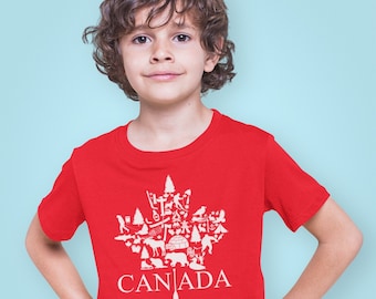 All Things Canadian Maple Leaf Design Kids' T-Shirt #Apparel #Canadian #CanadaDay