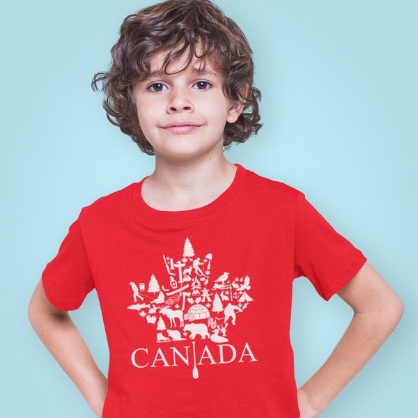 All Things Canadian Maple Leaf Design Kids' T-Shirt #Apparel #Canadian #CanadaDay