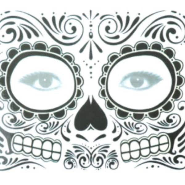 Skeleton Face Temporary Tattoo - Etsy