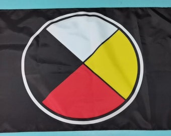 Four Directions Flag, Medicine Wheel Single-Sided Flag #Indigenous #fourdirections