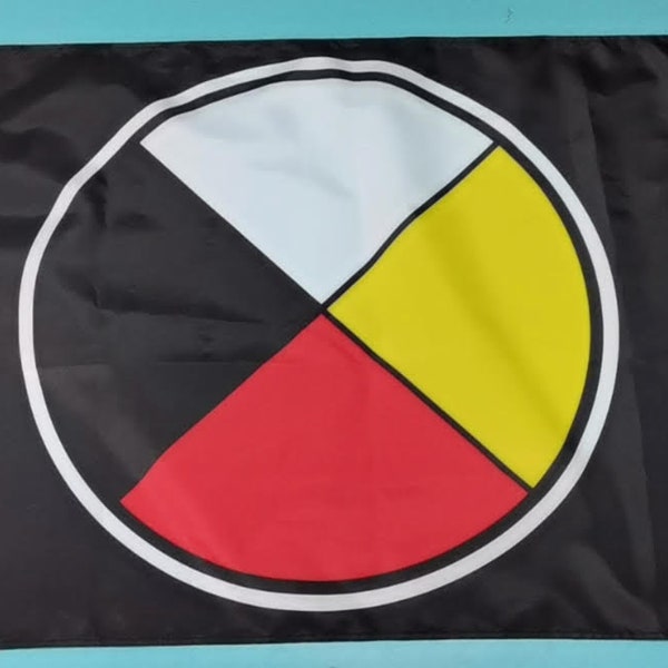 Four Directions Flag, Medicine Wheel Single-Sided Flag #Indigenous #fourdirections